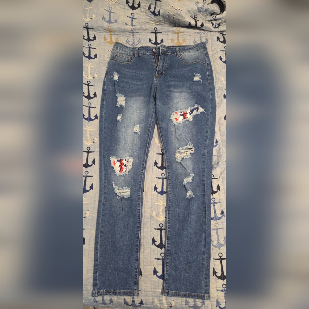 Distressed Blue Jeans